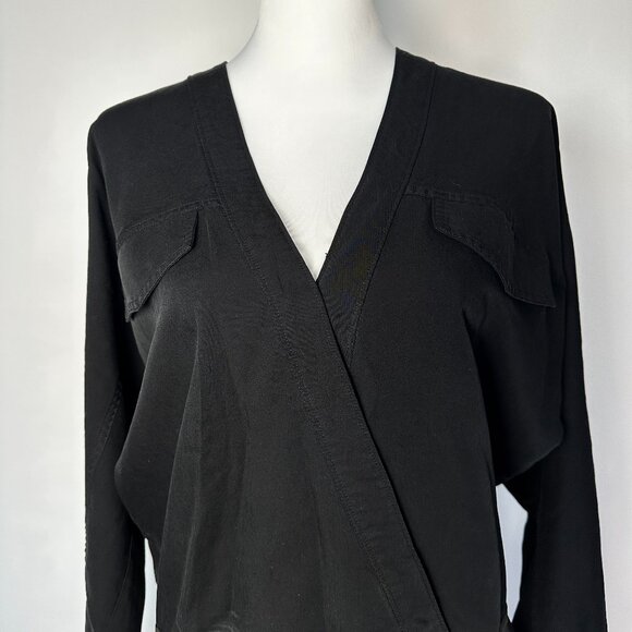 GOOD AMERICAN Black Wrap Bodysuit Size Medium - Picture 4 of 6